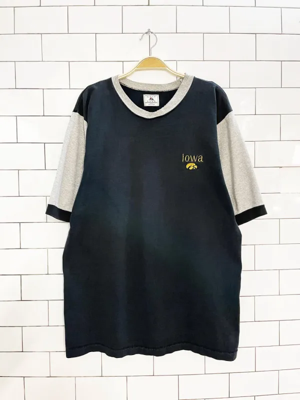 vintage 90s iowa hawkeyes two tone ringer tee | made in USA sold by Good Market Thrift Store