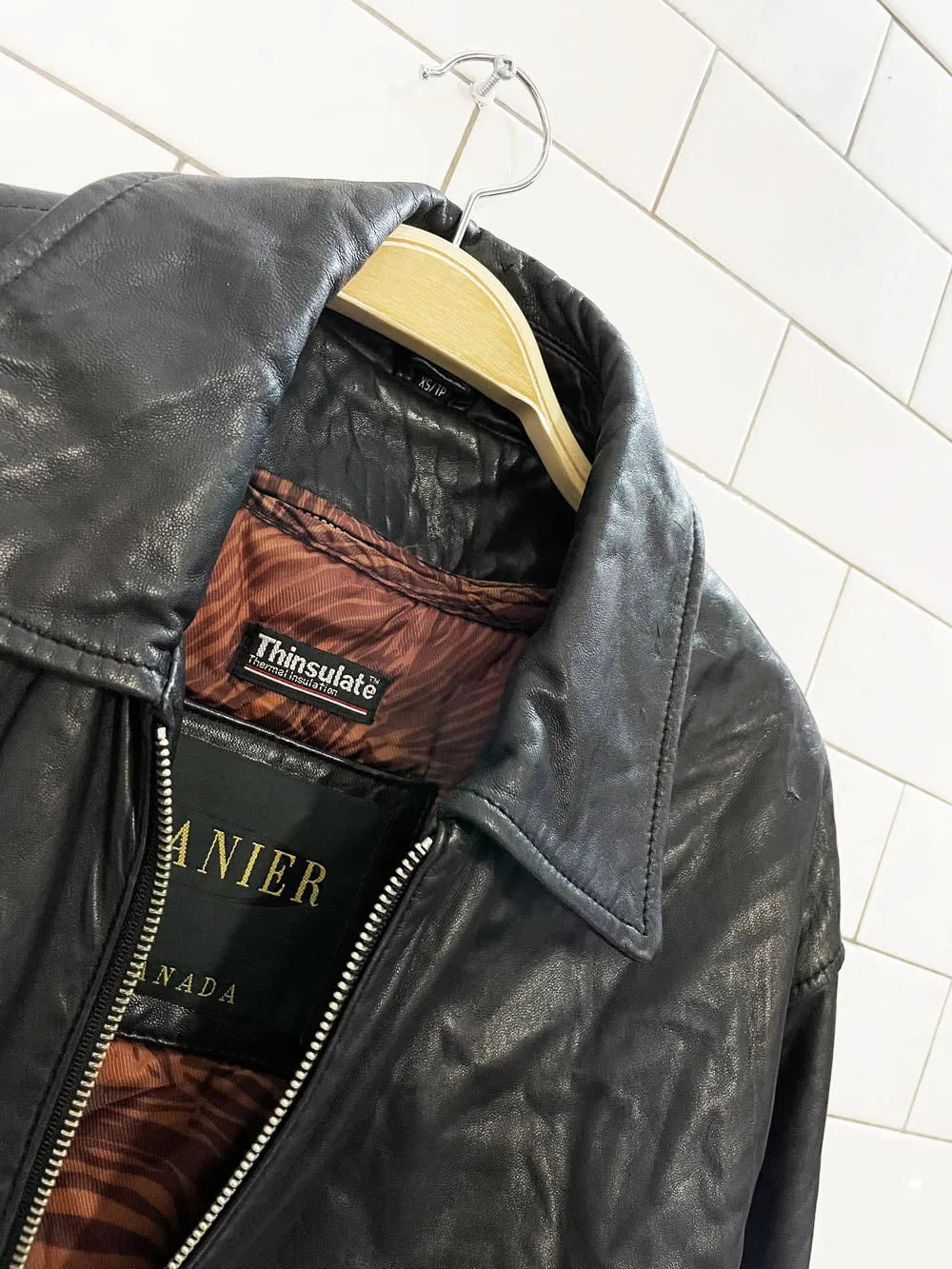 vintage 00s danier butter leather minimal zip jacket | zip out liner sold by Good Market Thrift Store product image thumbnail 2