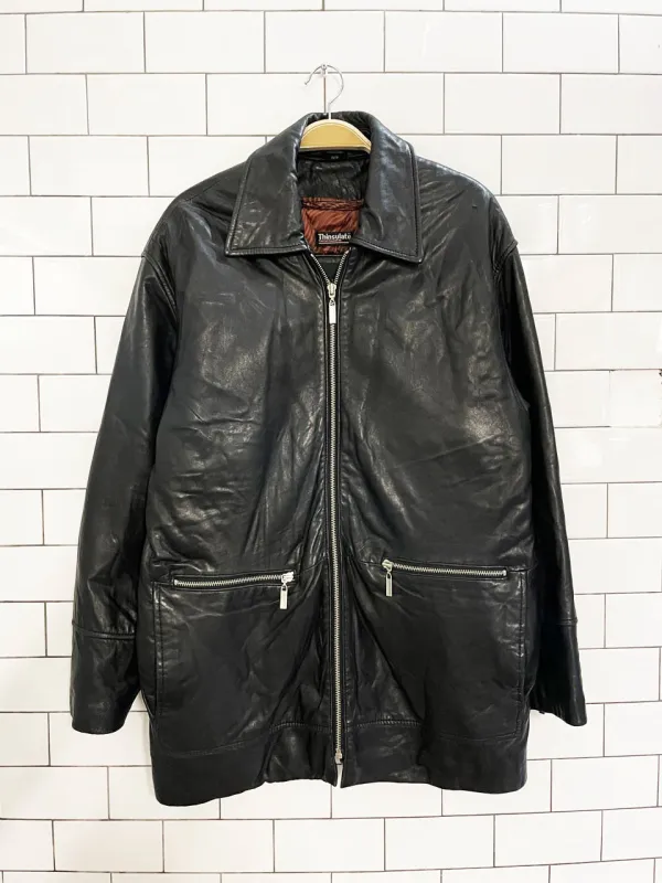 vintage 00s danier butter leather minimal zip jacket | zip out liner sold by Good Market Thrift Store