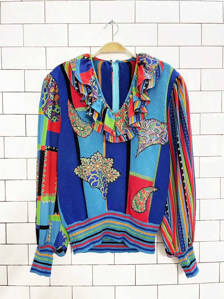 vintage wool balloon sleeve sweater with ruffle collar sold by Good Market Thrift Store