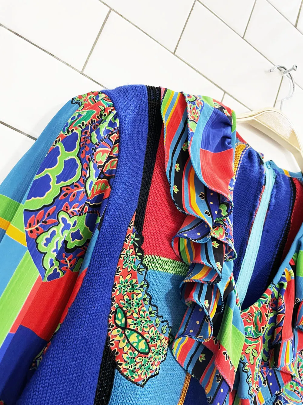 vintage wool balloon sleeve sweater with ruffle collar sold by Good Market Thrift Store product image thumbnail 2