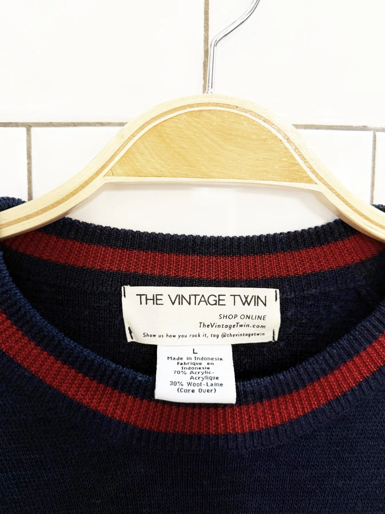 vintage 00s calvin klein wool-blend collegiate logo sweater | the vintage twin sold by Good Market Thrift Store product image thumbnail 5