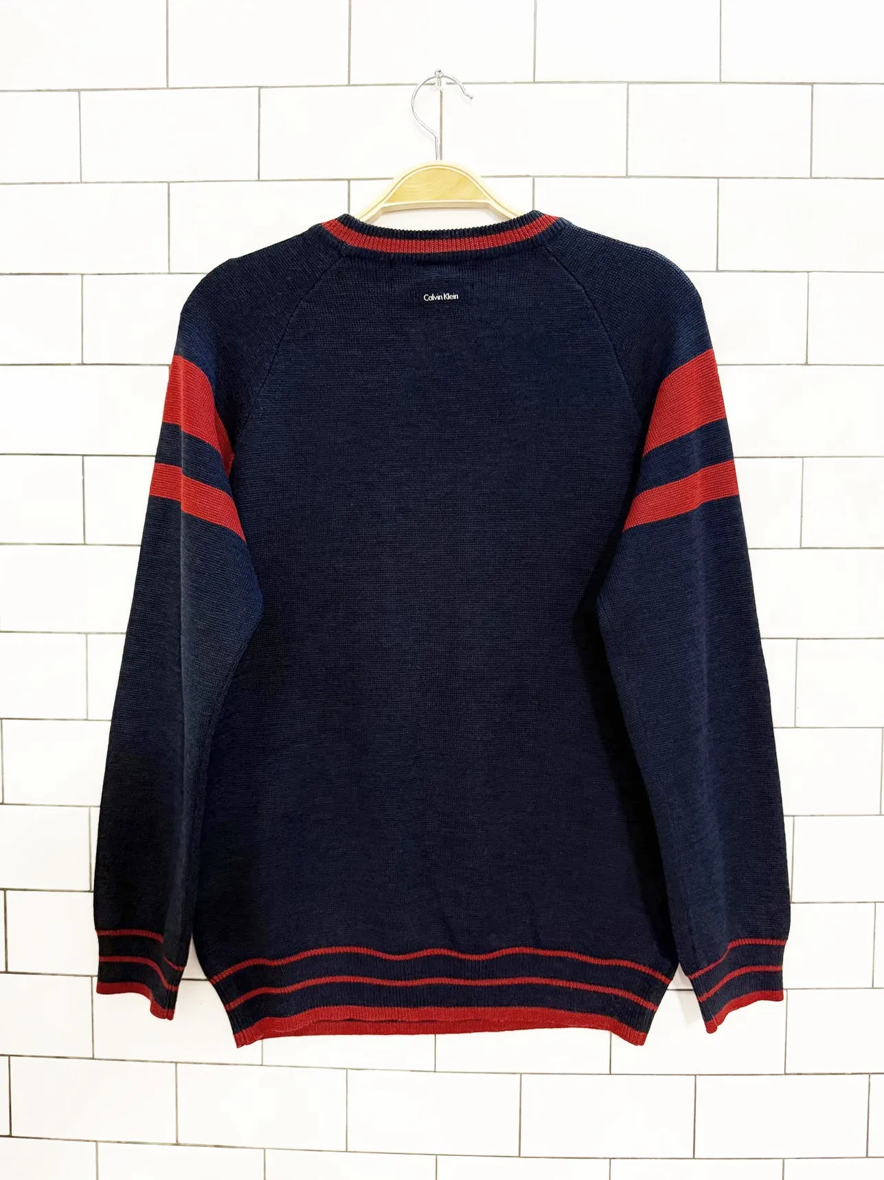 vintage 00s calvin klein wool-blend collegiate logo sweater | the vintage twin sold by Good Market Thrift Store product image thumbnail 4