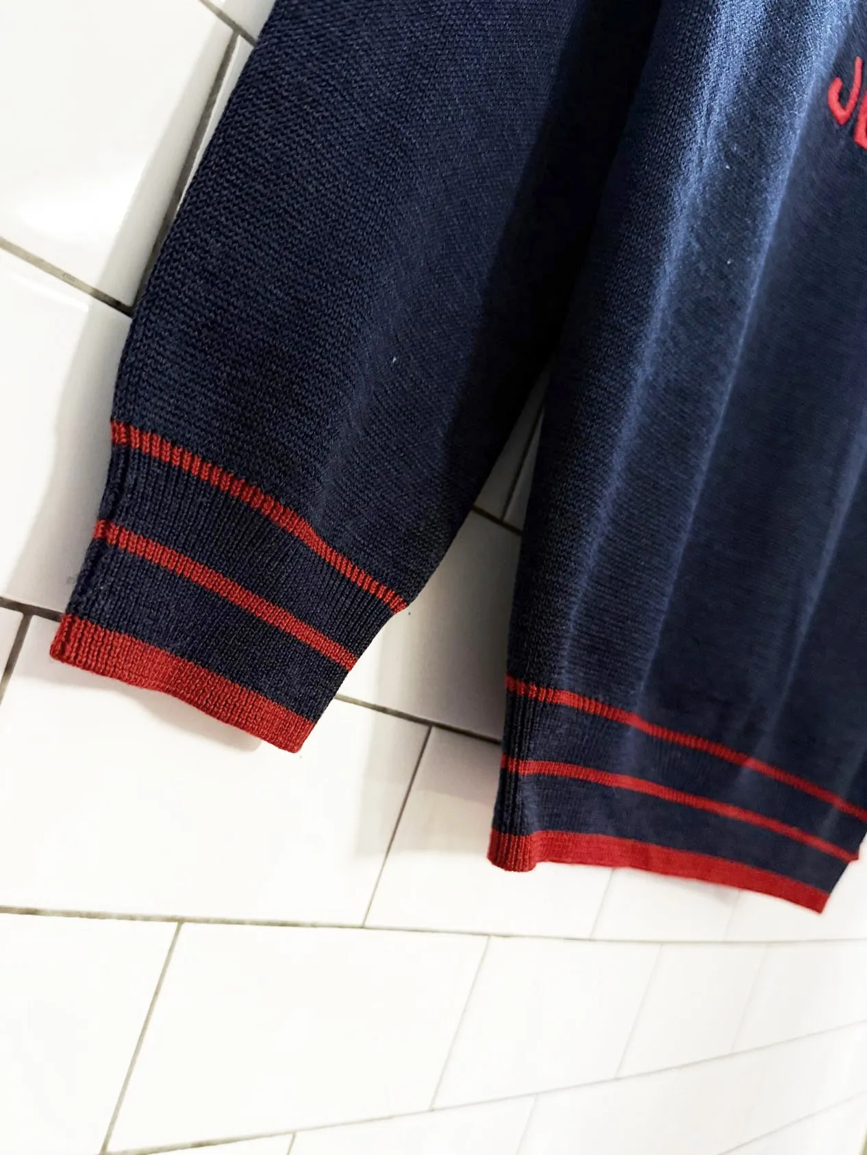 vintage 00s calvin klein wool-blend collegiate logo sweater | the vintage twin sold by Good Market Thrift Store product image thumbnail 3