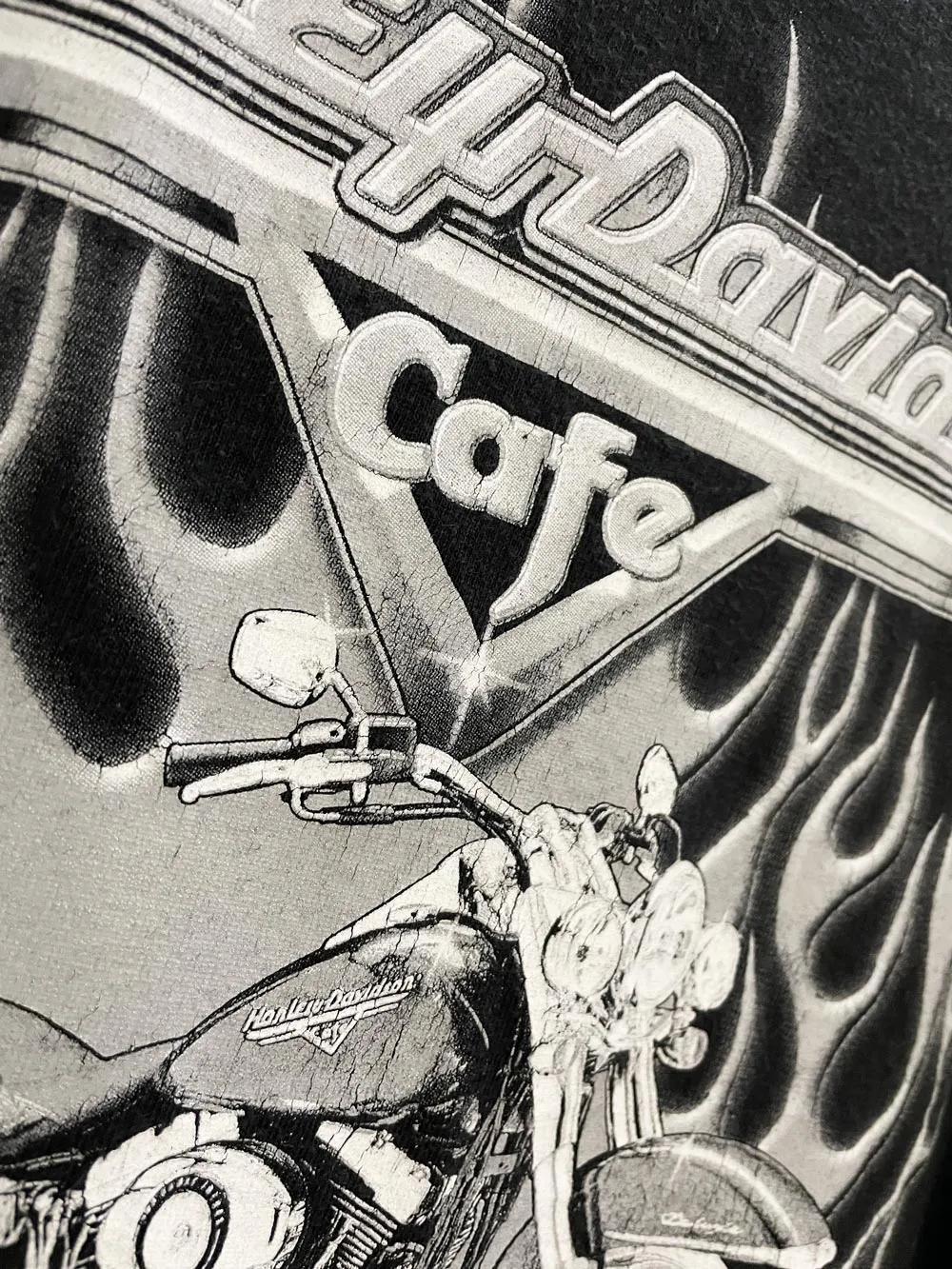 vintage harley davidson cafe carp sleeve rework tee sold by Good Market Thrift Store product image thumbnail 3