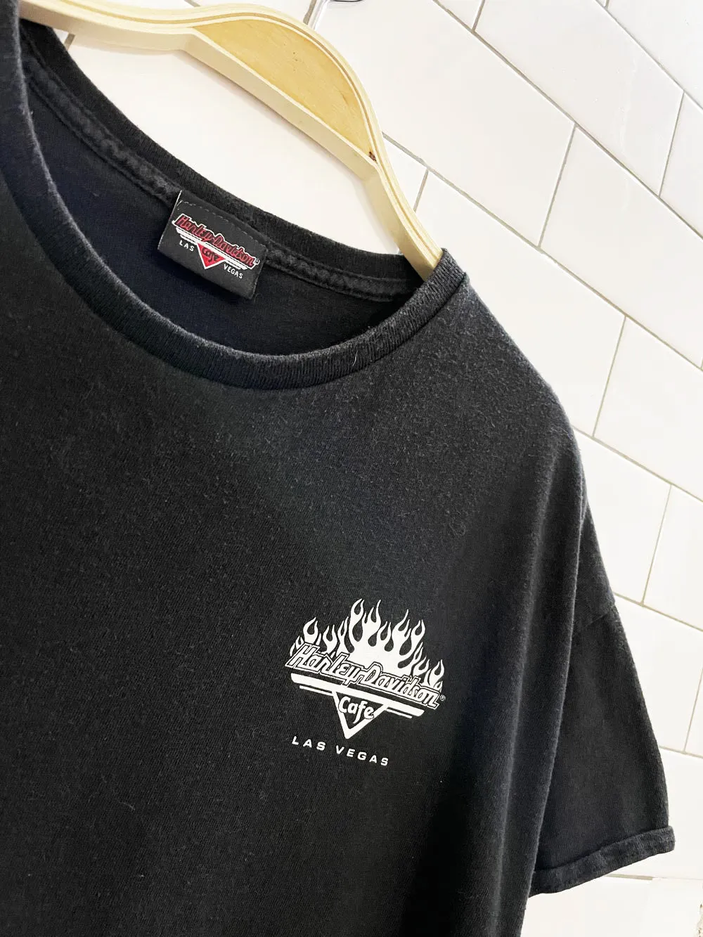 vintage harley davidson cafe carp sleeve rework tee sold by Good Market Thrift Store product image thumbnail 2