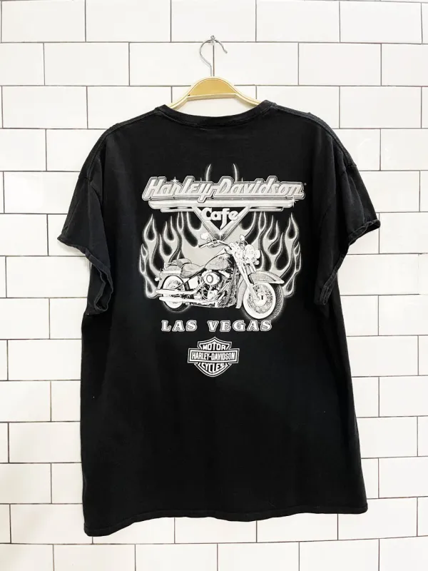 vintage harley davidson cafe carp sleeve rework tee sold by Good Market Thrift Store