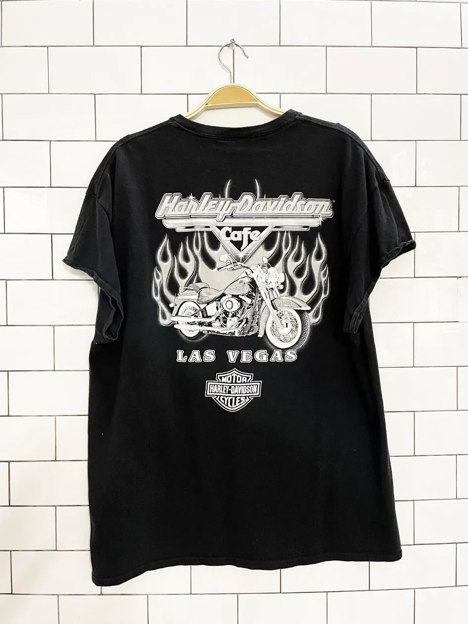 vintage harley davidson cafe carp sleeve rework tee sold by Good Market Thrift Store