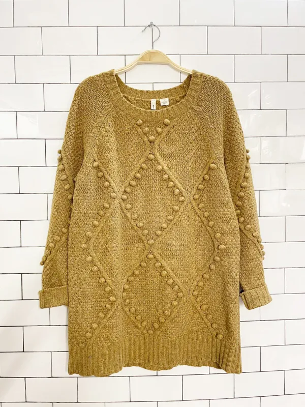 moth wool-blend argyle pom oversized sweater | anthropologie sold by Good Market Thrift Store