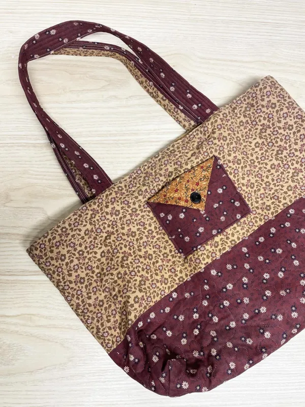 vintage handmade quilted tote bag sold by Good Market Thrift Store