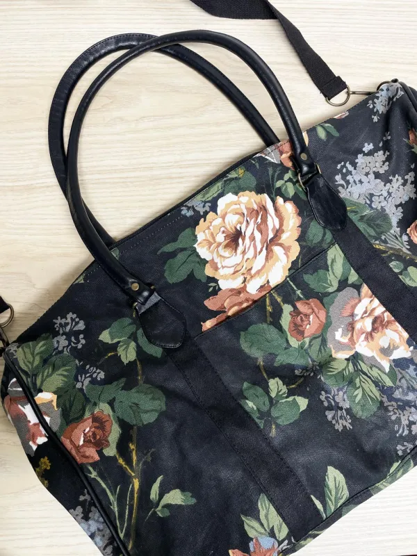 vintage 90s floral canvas travel bag sold by Good Market Thrift Store
