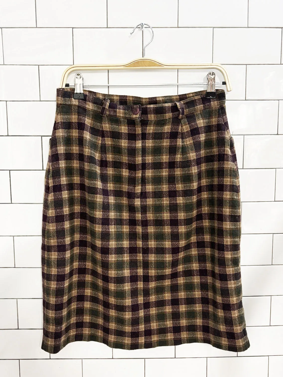 vintage 90s r&r wool-blend plaid mini skirt sold by Good Market Thrift Store product image thumbnail 4