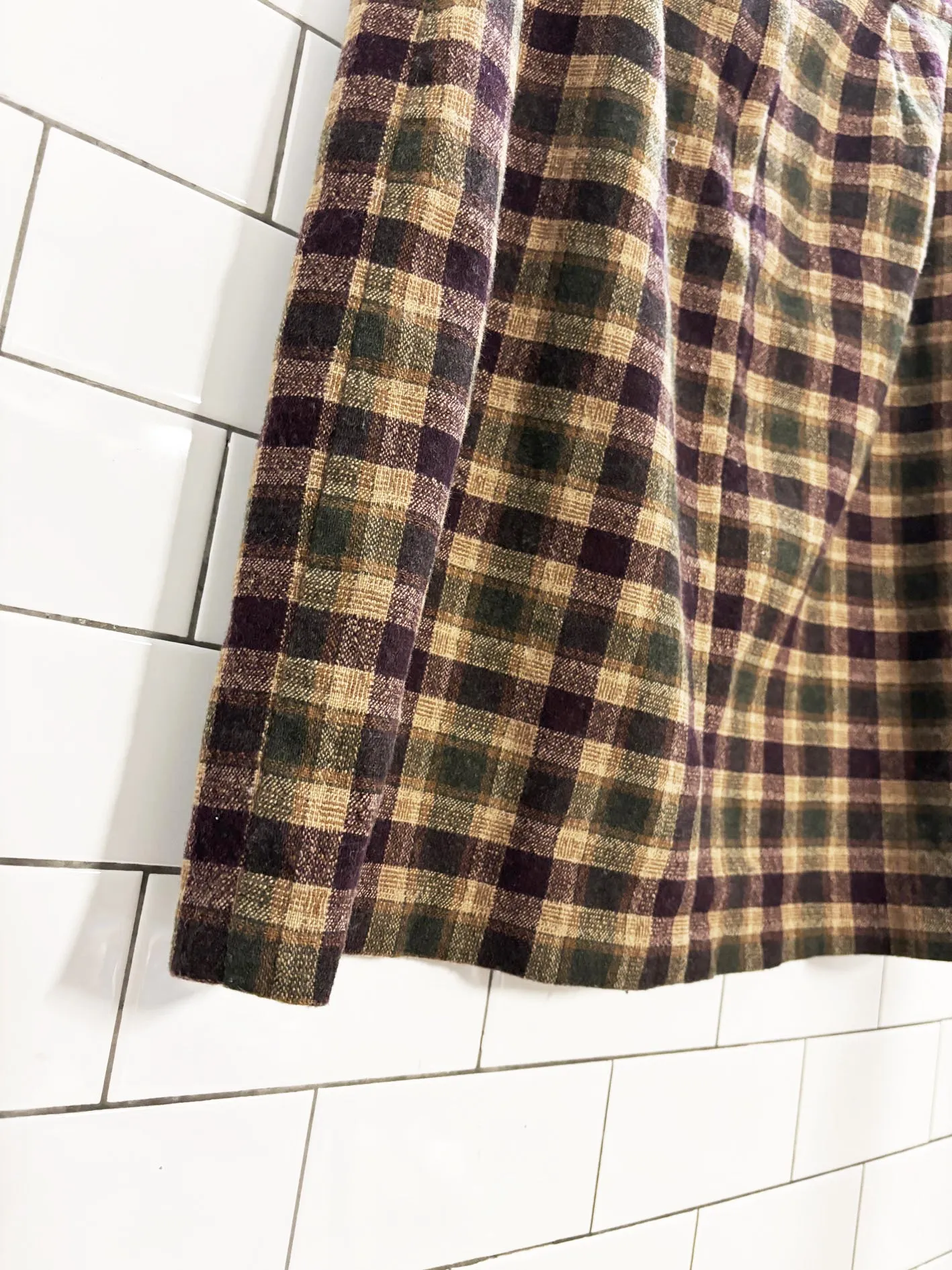 vintage 90s r&r wool-blend plaid mini skirt sold by Good Market Thrift Store product image thumbnail 2