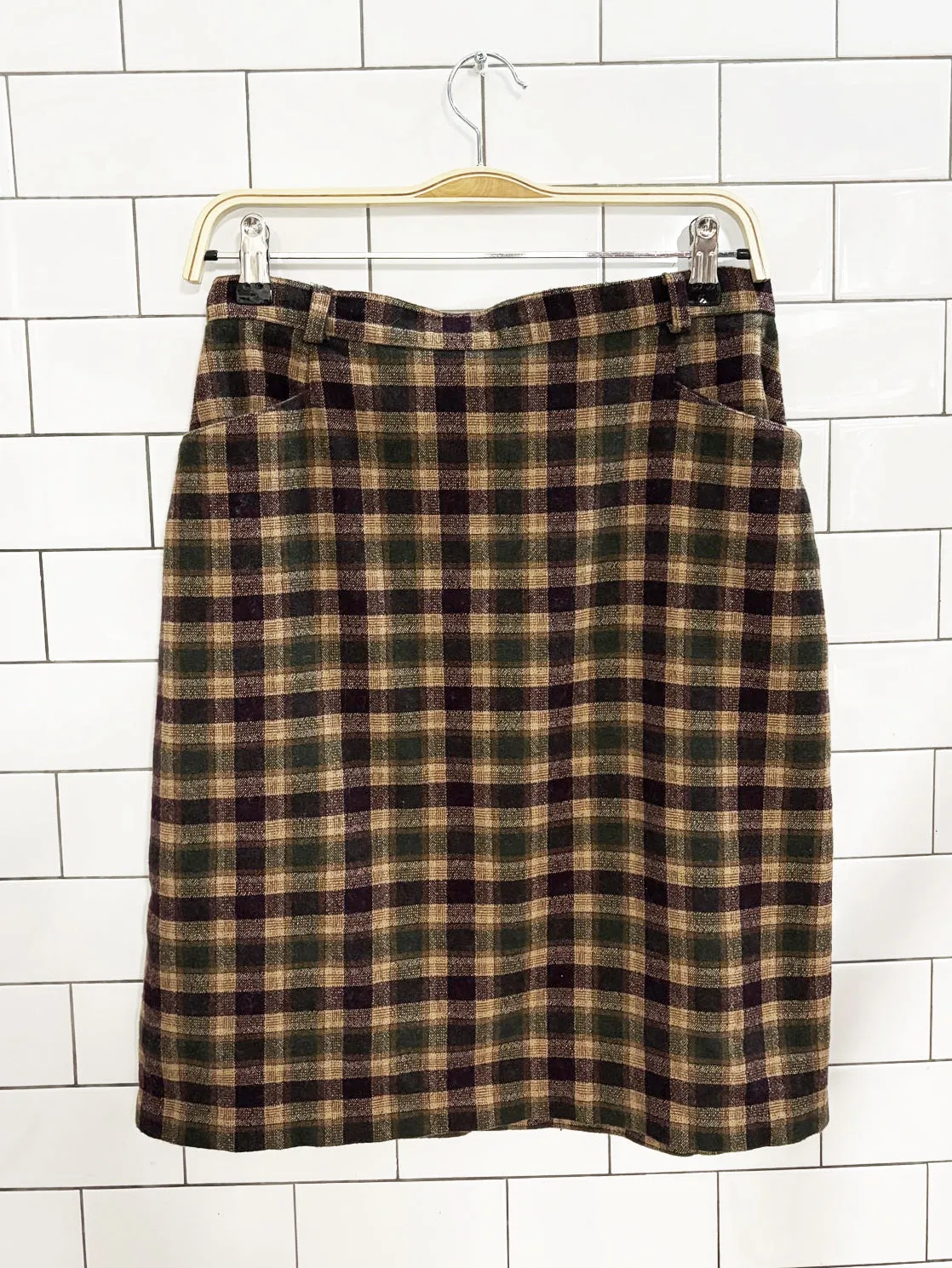 vintage 90s r&r wool-blend plaid mini skirt sold by Good Market Thrift Store