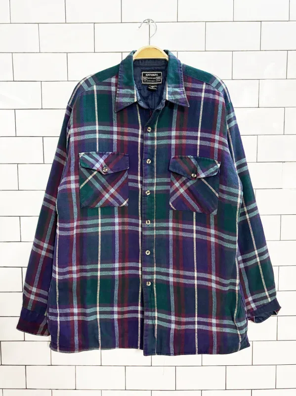 vintage national outfitters plaid lined shirt jacket sold by Good Market Thrift Store