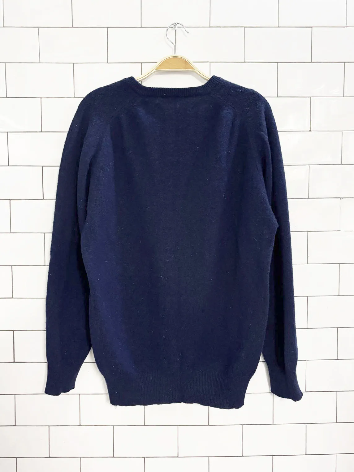 vintage 70s 100% wool RG rugby football club knit v neck sweater sold by Good Market Thrift Store product image thumbnail 4