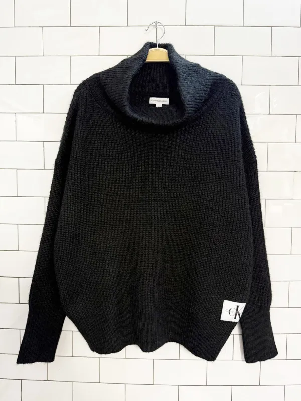 calvin klein oversized mock neck knit sweater sold by Good Market Thrift Store