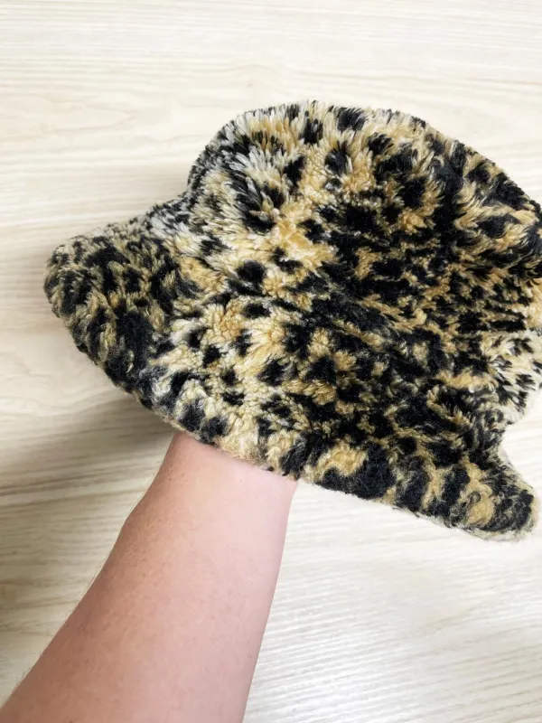 vintage 90s animal print faux fur bucket hat sold by Good Market Thrift Store