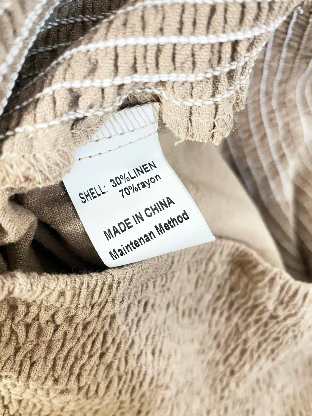 linen-blend smocked waist pleated wide leg pants sold by Good Market Thrift Store product image thumbnail 5