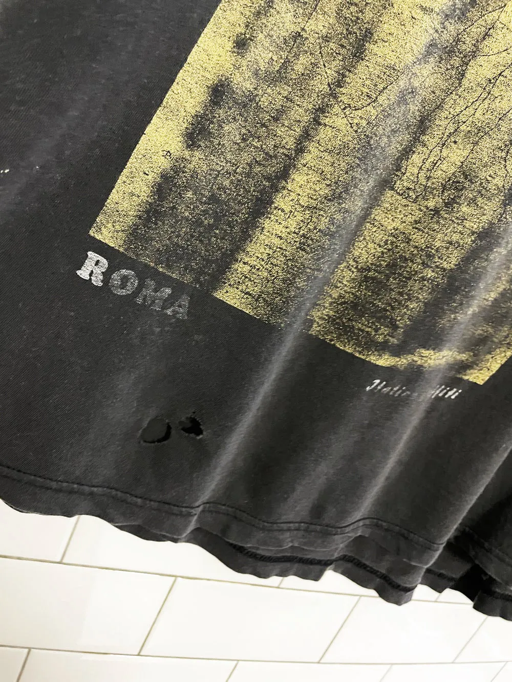 vintage 90s leonardo da vinci vitruvian man art faded distressed tee sold by Good Market Thrift Store product image thumbnail 3