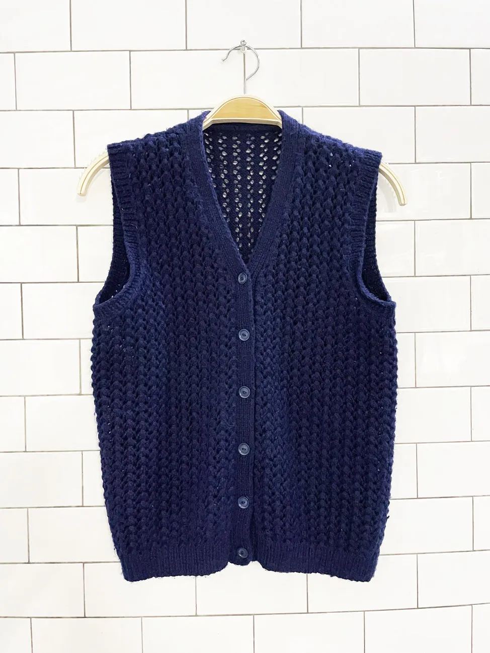 vintage handmade chunky knit vest sold by Good Market Thrift Store