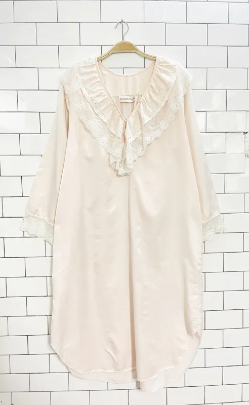 vintage 80s la vie en rose lace-trim satin nightgown sold by Good Market Thrift Store