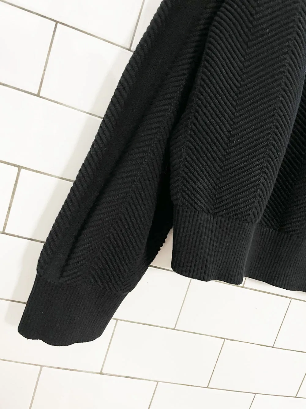 puma herrringbone knit v-neck cotton sweater sold by Good Market Thrift Store product image thumbnail 3