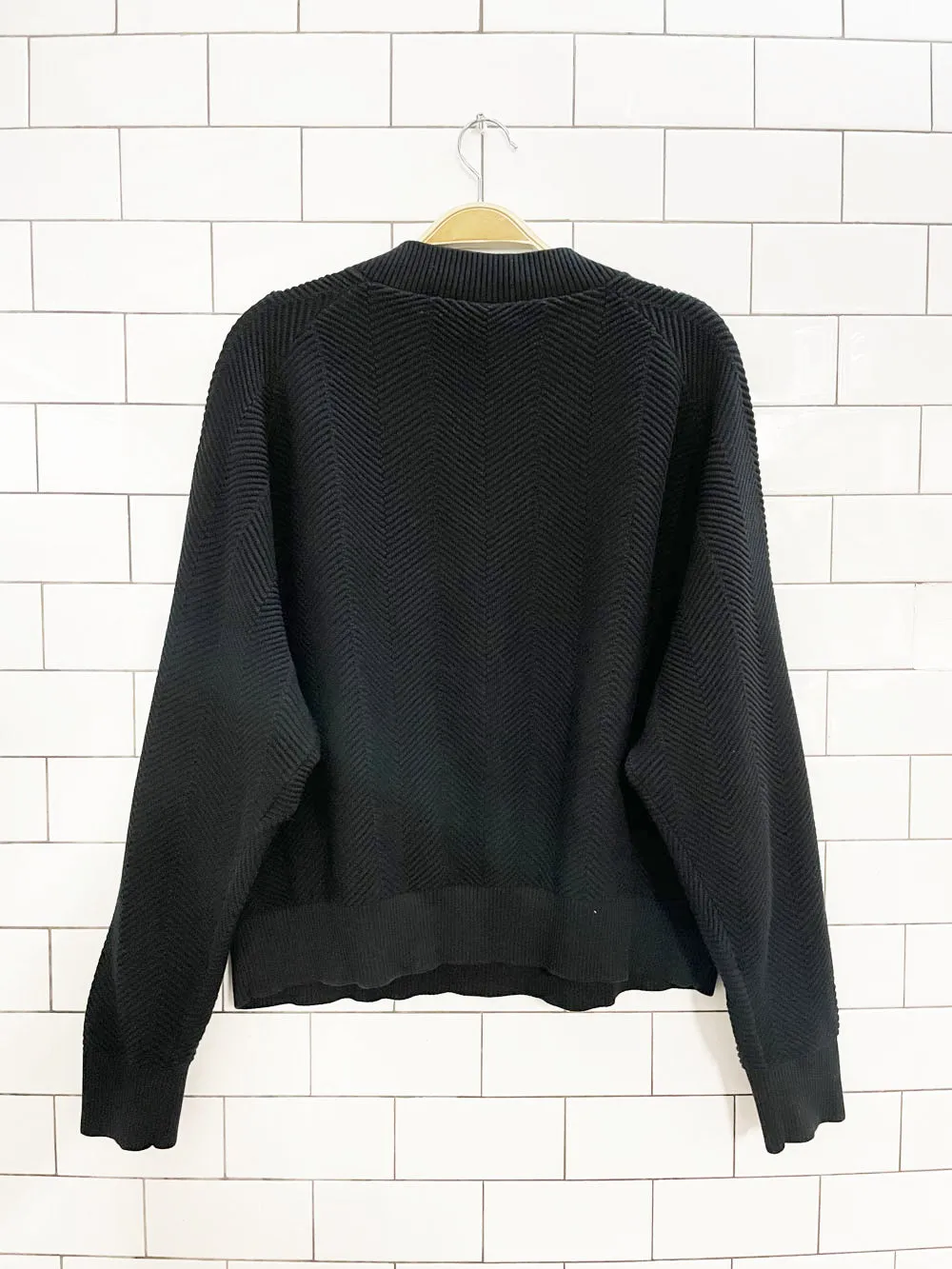 puma herrringbone knit v-neck cotton sweater sold by Good Market Thrift Store product image thumbnail 5