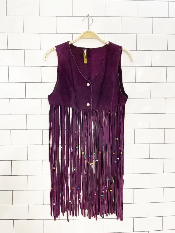 vintage 70s mister leather suede boho long fringe vest top | festival sold by Good Market Thrift Store
