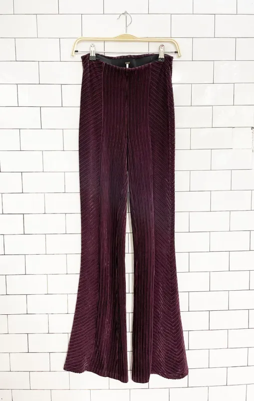 free people pull on velvet flares | super high rise sold by Good Market Thrift Store