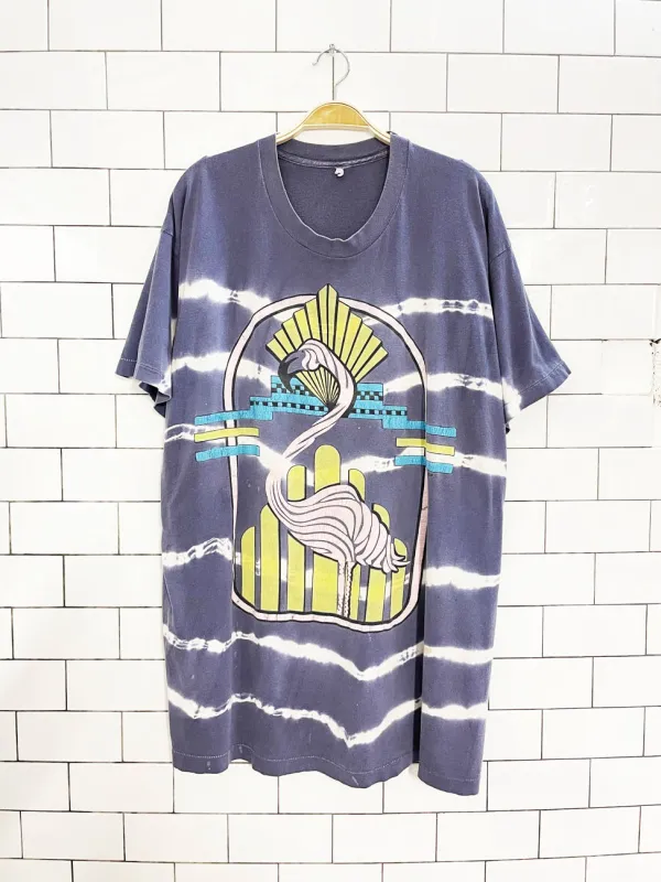 vintage MSP tie dye art deco flamingo oversized tee sold by Good Market Thrift Store