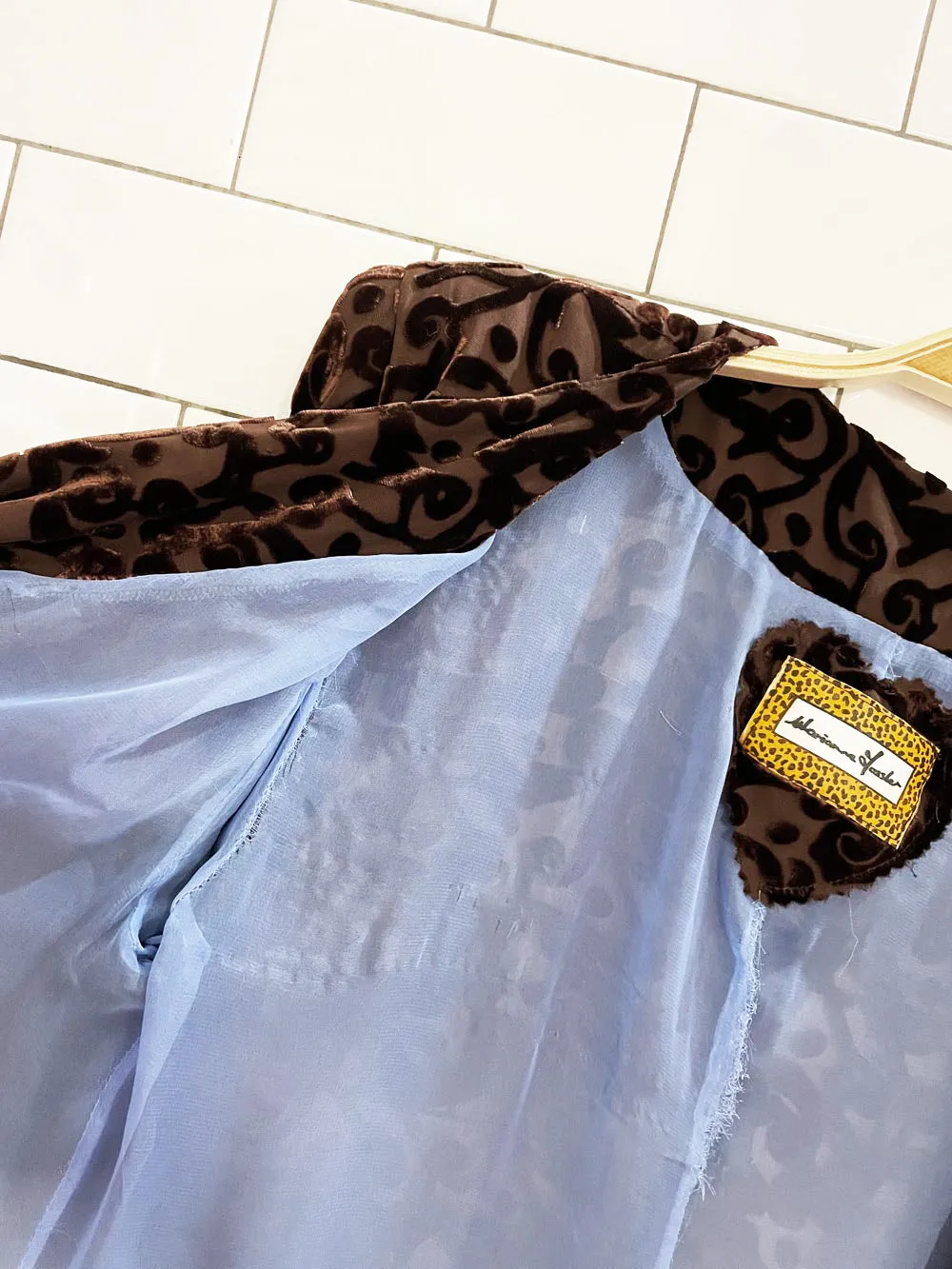 vintage 00s marianne fassler flocked velvet power shoulder duster jacket | eclectic sold by Good Market Thrift Store product image thumbnail 5