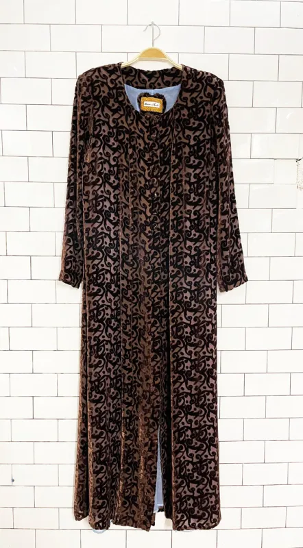 vintage 00s marianne fassler flocked velvet power shoulder duster jacket | eclectic sold by Good Market Thrift Store