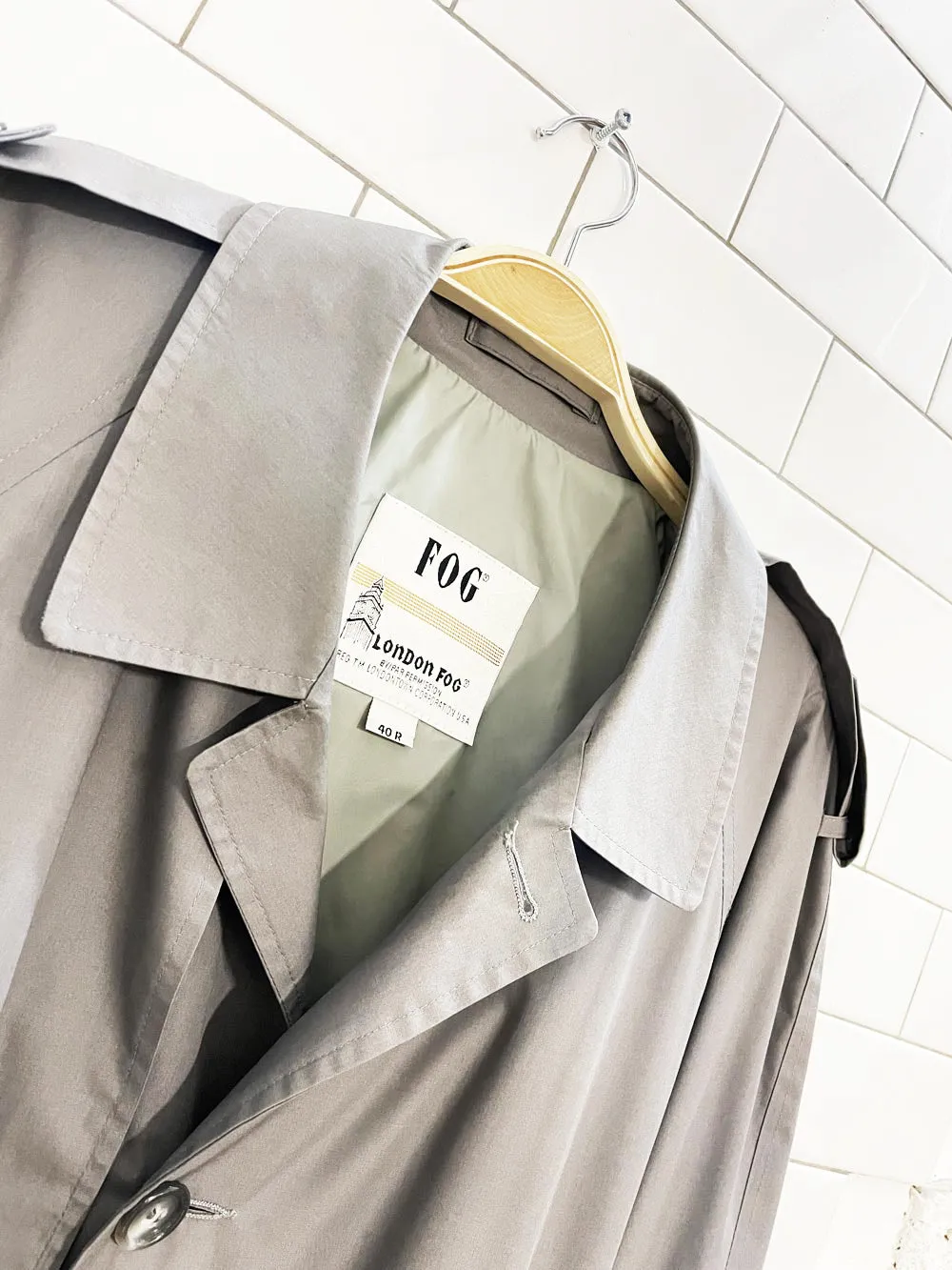 vintage london fog classic belted trench coat sold by Good Market Thrift Store product image thumbnail 2