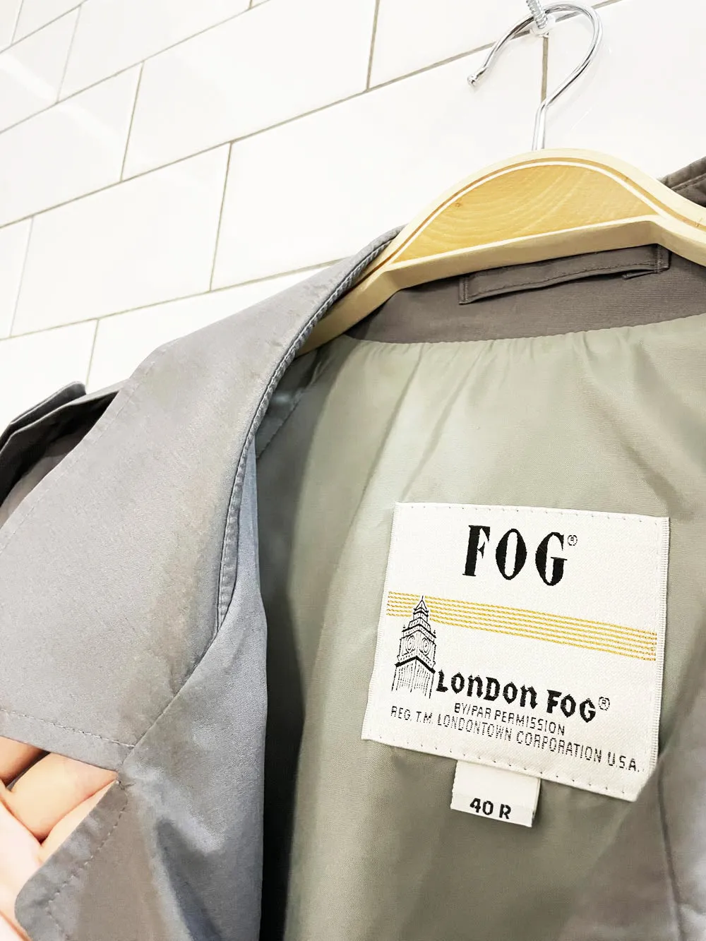 vintage london fog classic belted trench coat sold by Good Market Thrift Store product image thumbnail 4