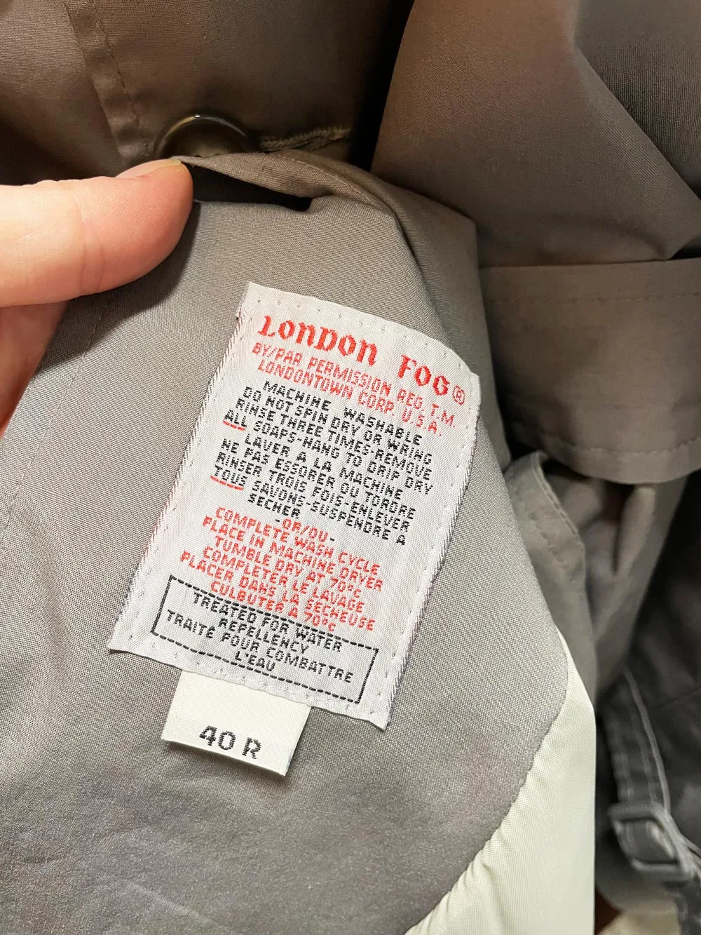 vintage london fog classic belted trench coat sold by Good Market Thrift Store product image thumbnail 5