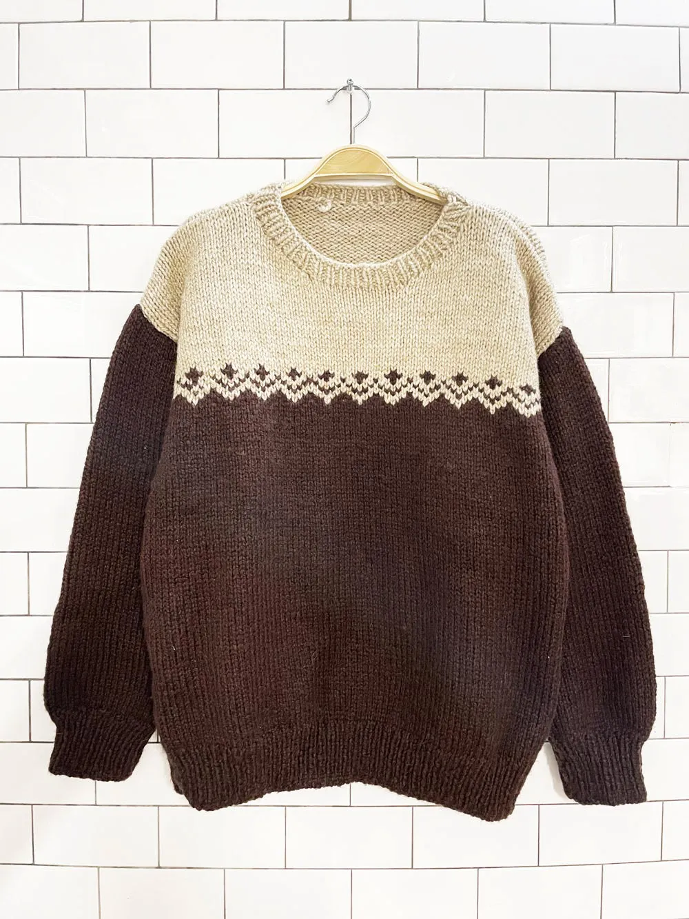 vintage hand-knit wool chunky knit sweater sold by Good Market Thrift Store