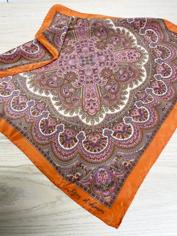 vintage guy st. honoré 100% silk square scarf | hand-rolled edge sold by Good Market Thrift Store