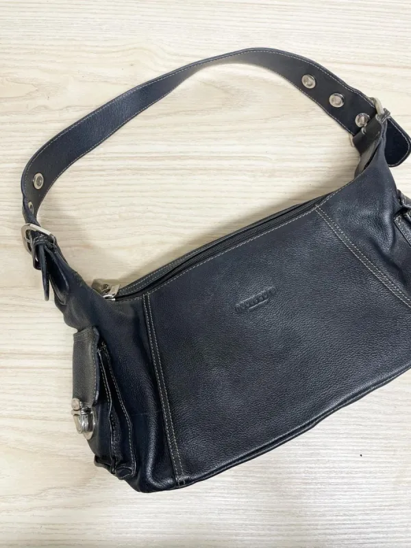 y2k nouveaute paris leather buckle shoulder bag sold by Good Market Thrift Store