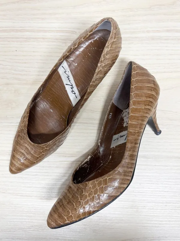 vintage 90s impo snakeskin heels sold by Good Market Thrift Store
