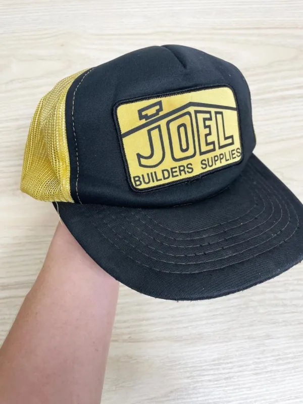 vintage 80s joel construction snap back trucker hat sold by Good Market Thrift Store