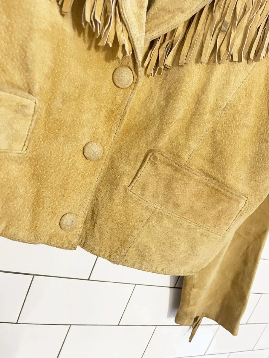 vintage 80s le chateau suede western fringe leather jacket sold by Good Market Thrift Store product image thumbnail 3