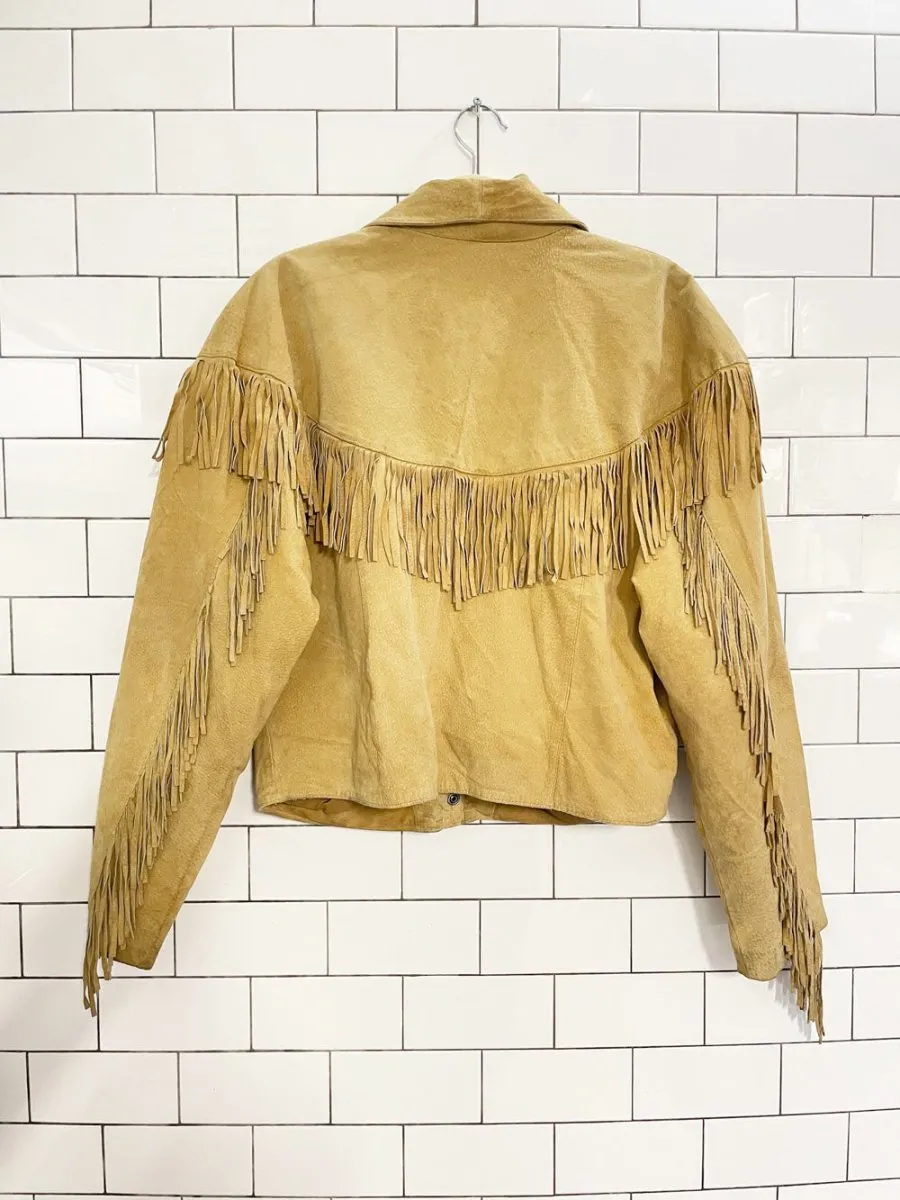 vintage 80s le chateau suede western fringe leather jacket sold by Good Market Thrift Store product image thumbnail 5