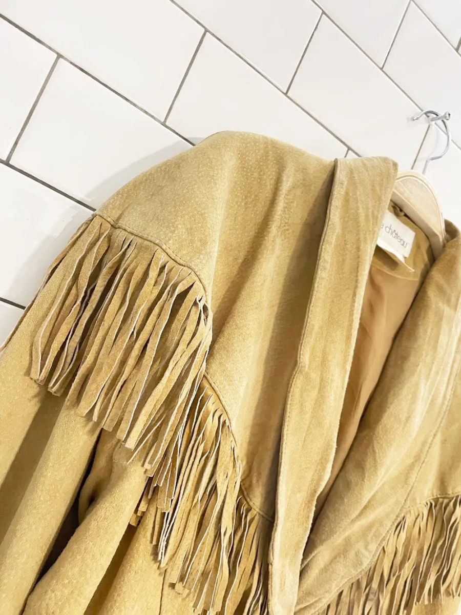 vintage 80s le chateau suede western fringe leather jacket sold by Good Market Thrift Store product image thumbnail 2
