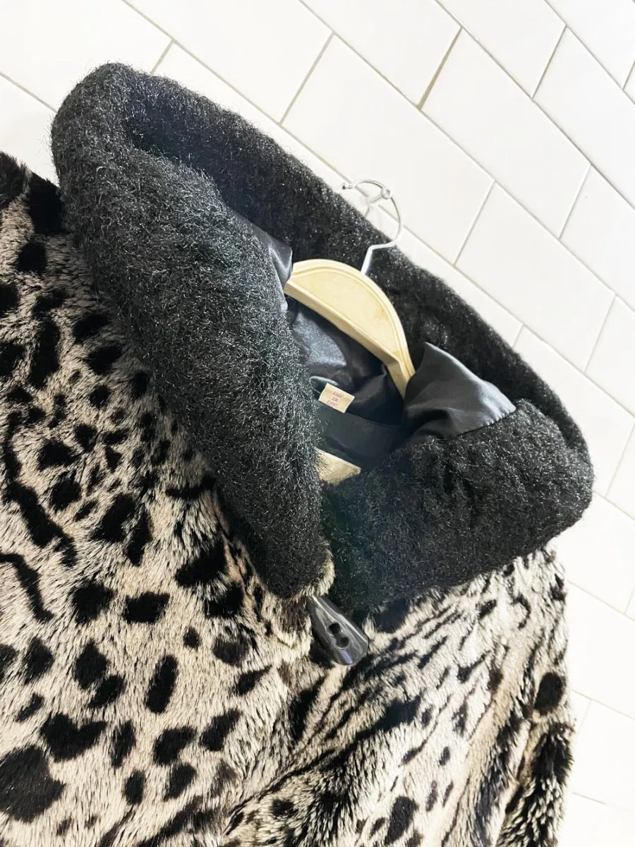 vintage 00s tanjay faux fur animal print hooded coat sold by Good Market Thrift Store product image thumbnail 2