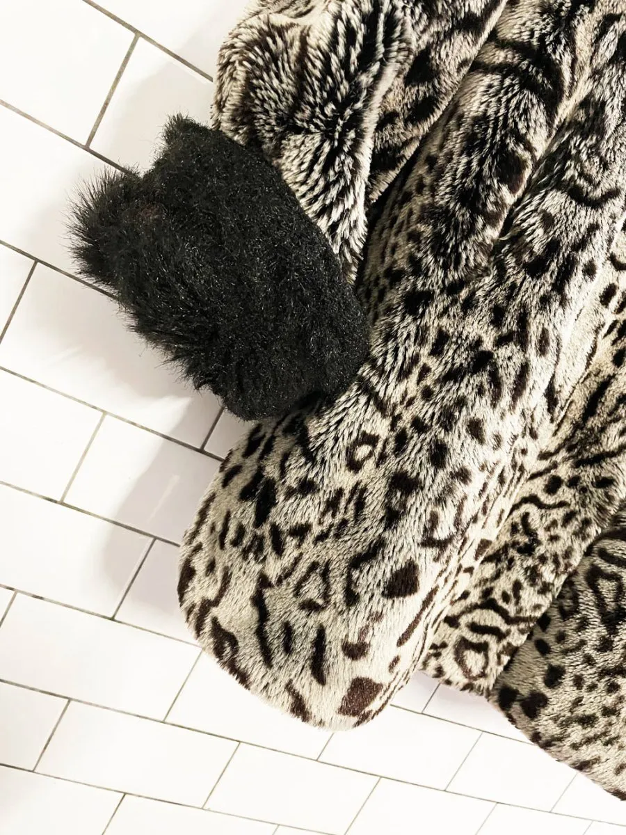 vintage 00s tanjay faux fur animal print hooded coat sold by Good Market Thrift Store product image thumbnail 3