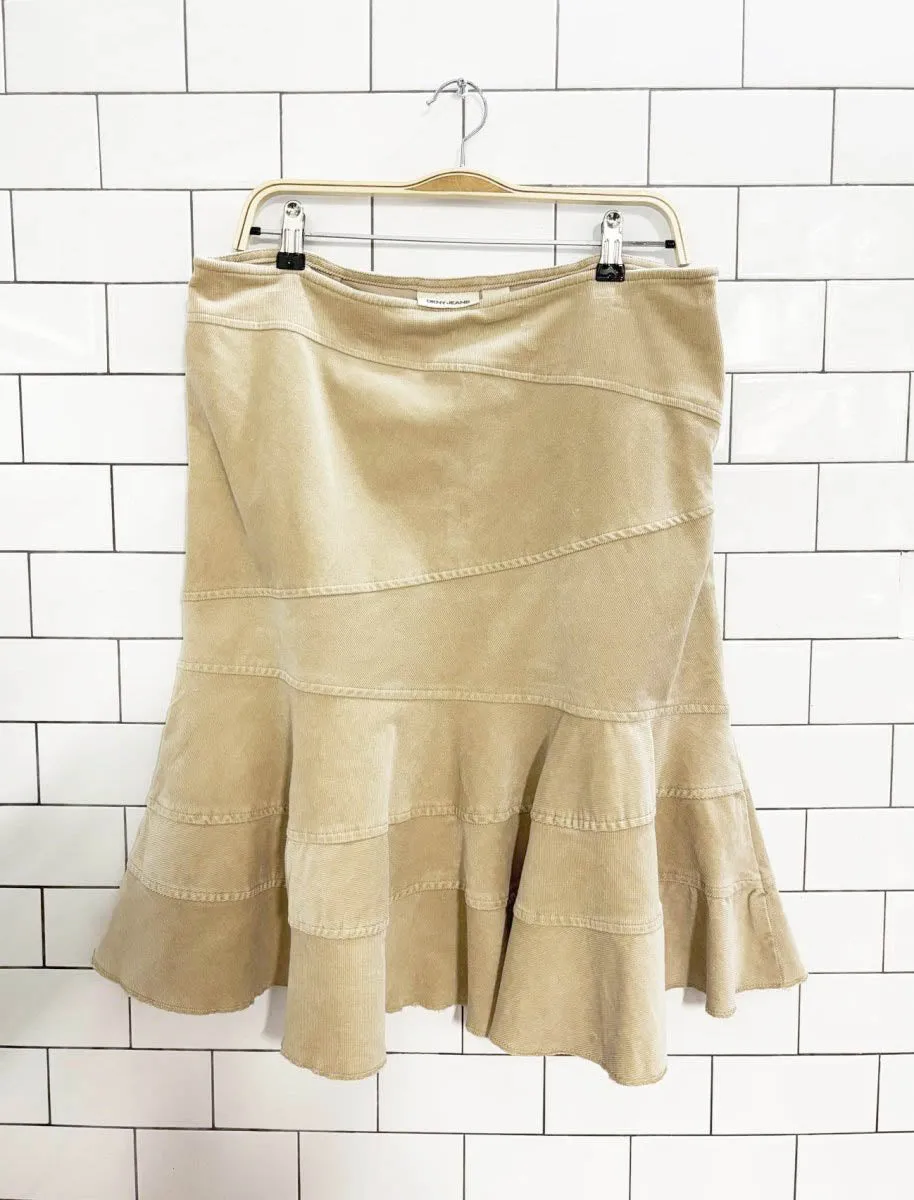 y2k dkny jeans corduroy knee-length skirt sold by Good Market Thrift Store