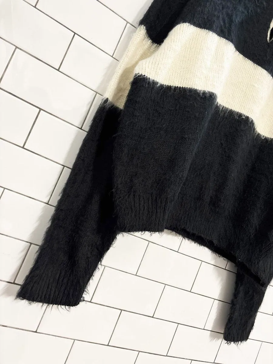 mnml fuzzy knit collared sweater sold by Good Market Thrift Store product image thumbnail 2