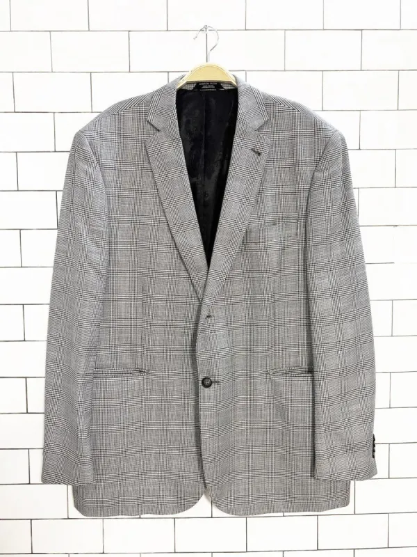 andrew fezza wool-bamboo glen check menswear blazer sold by Good Market Thrift Store