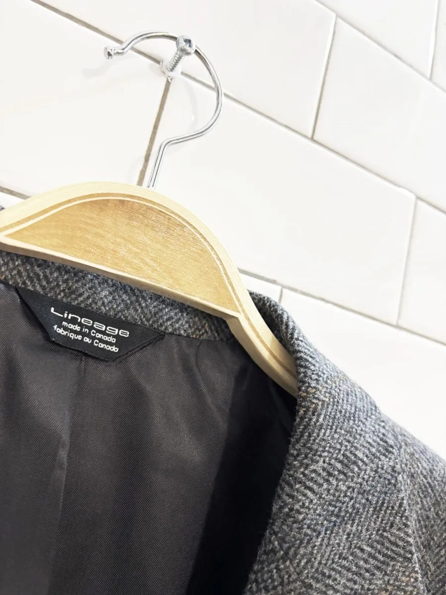 vintage 90s moores lineage 100% wool herringbone blazer sold by Good Market Thrift Store product image thumbnail 5
